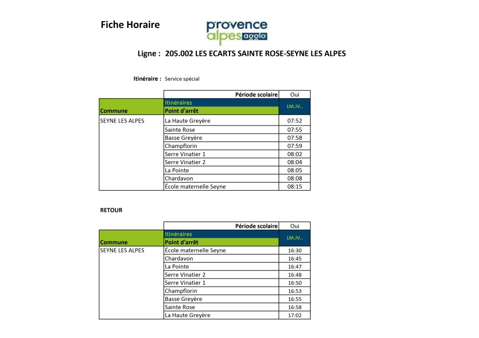 Fiche horaires PROVENCE ALPES AGGLO L205.002