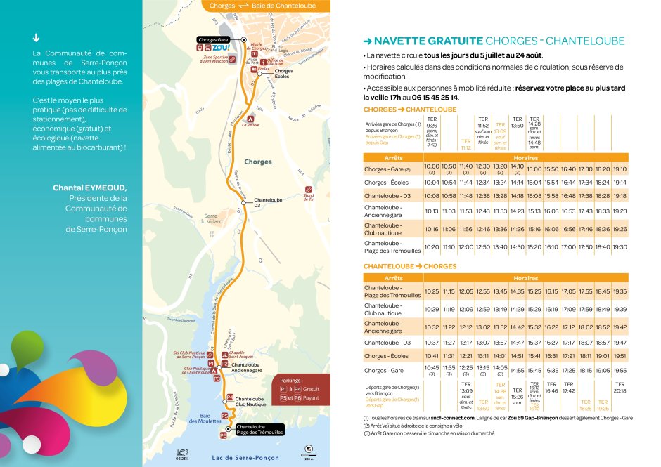 Horaires Navette Chorges - Chanteloube été 2025