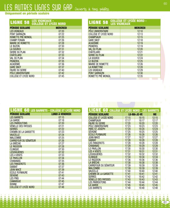 Horaires Ligne 58 Gap