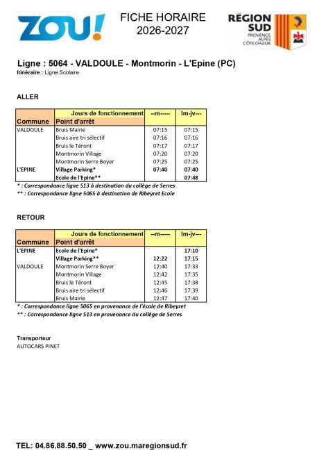 Fiche ZOU Région Sud L5064